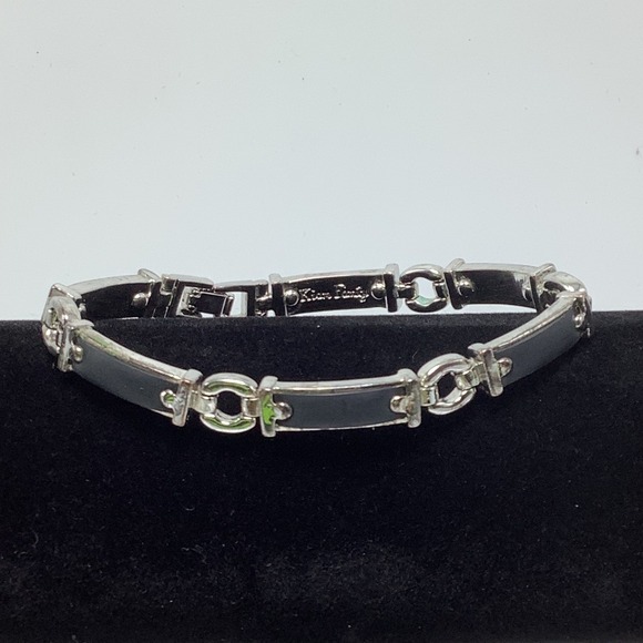 Kian Family Jewelry - Kian Family Silver Tone Black Link Bracelet